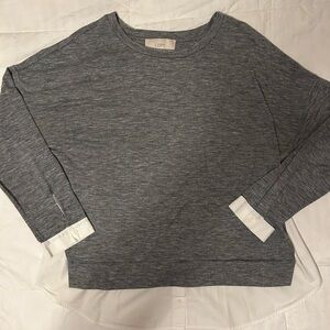 LOFT Charcoal Sweater with white Accents